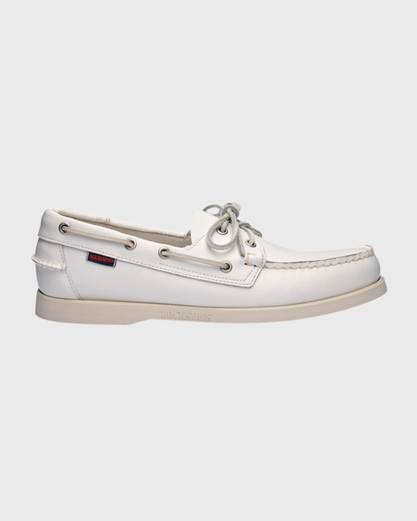 Chaussures bateau Sebago Docksides cuir blanc