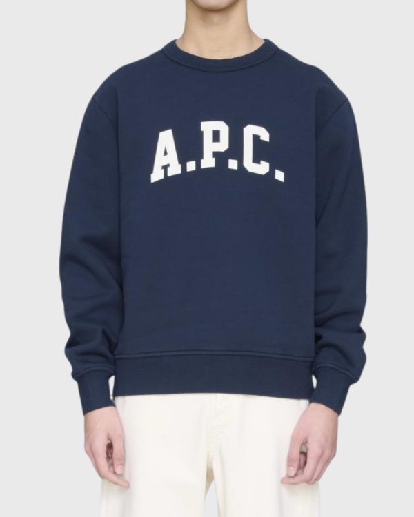 Col rond blanc et bande contrastée sweat A.P.C.