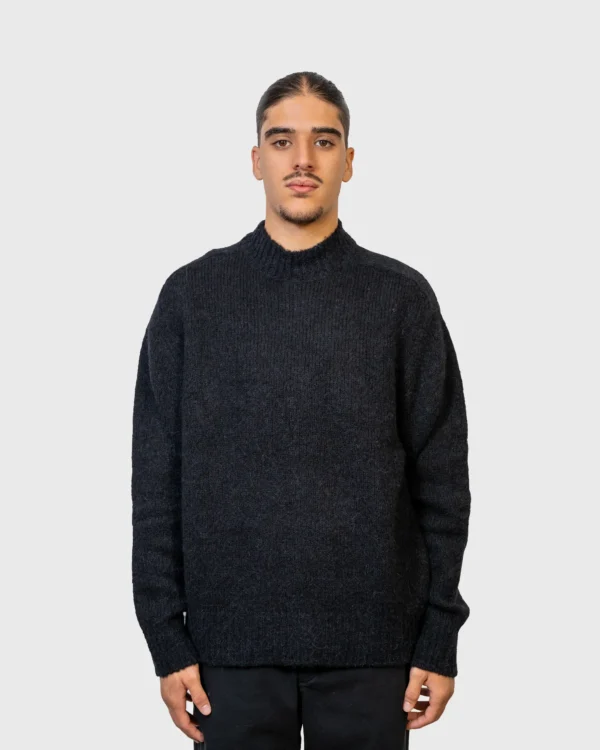 Pull Norse Projects noir Rasmus Mock Neck homme