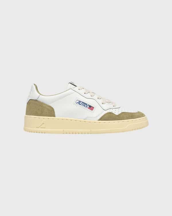 baskets Autry Medalist cuir blanc daim gray green homme