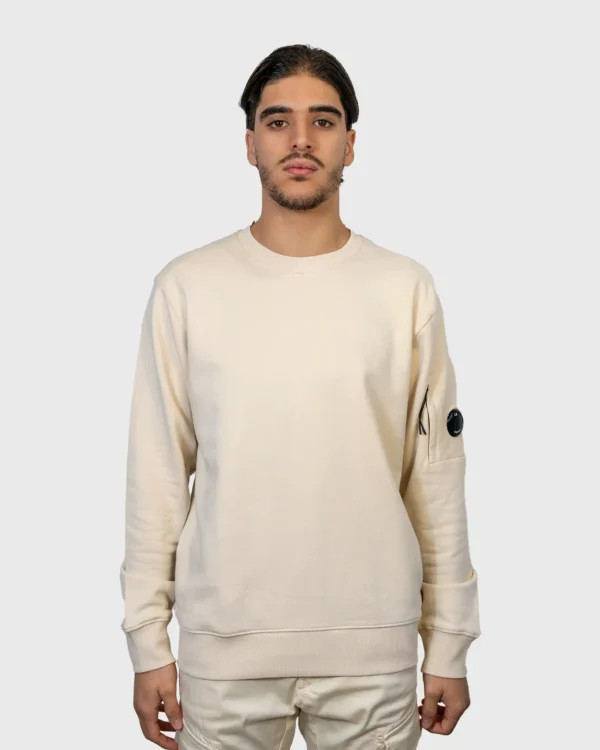 sweat C.P. Company beige Diagonal Raised Fleece homme