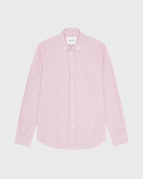 Vue de face chemise rose Les Deux coton lin