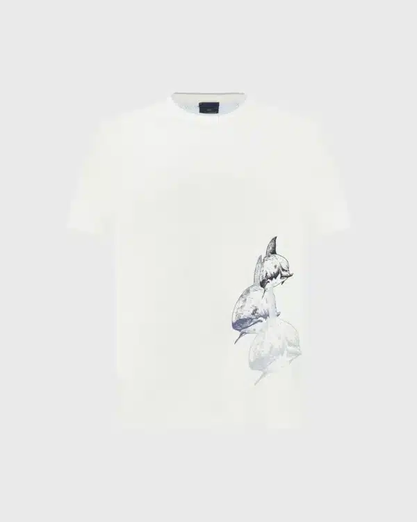 T-shirt Paul & Shark blanc Shark Print coton