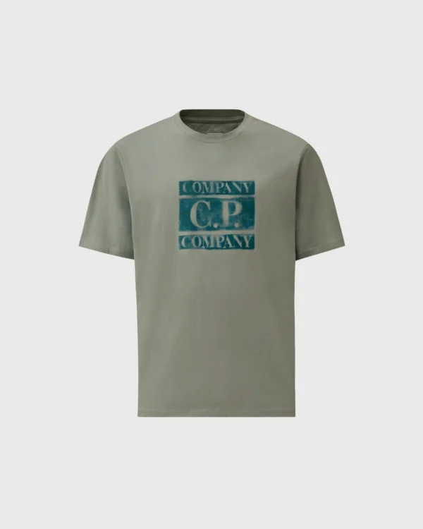 t-shirt C.P. Company faded logo bleu homme